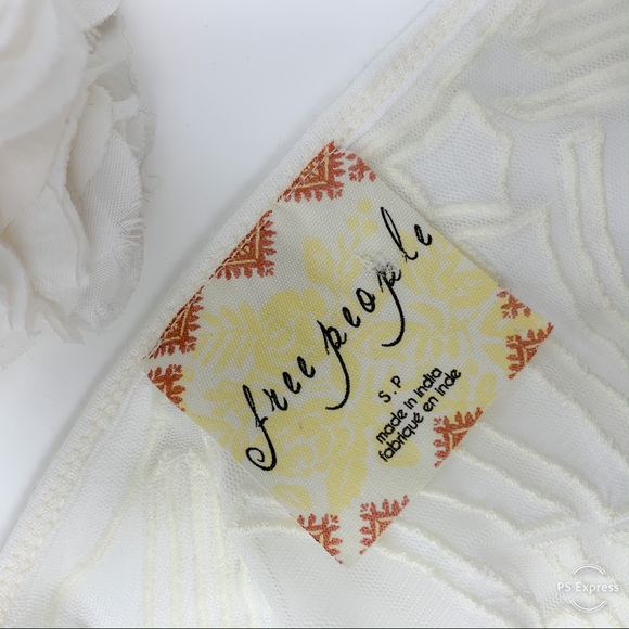 SOLD Free People White Sheer Panel Floral Blouse - Picture 8 of 8